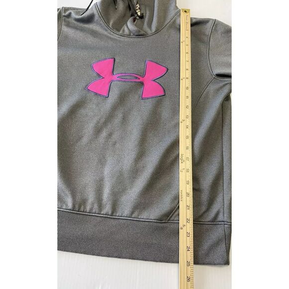 Under Armour Womens Fleece Hoodie Cold Gear Semi-Fitted Gray/Pink Size Med - Picture 6 of 9